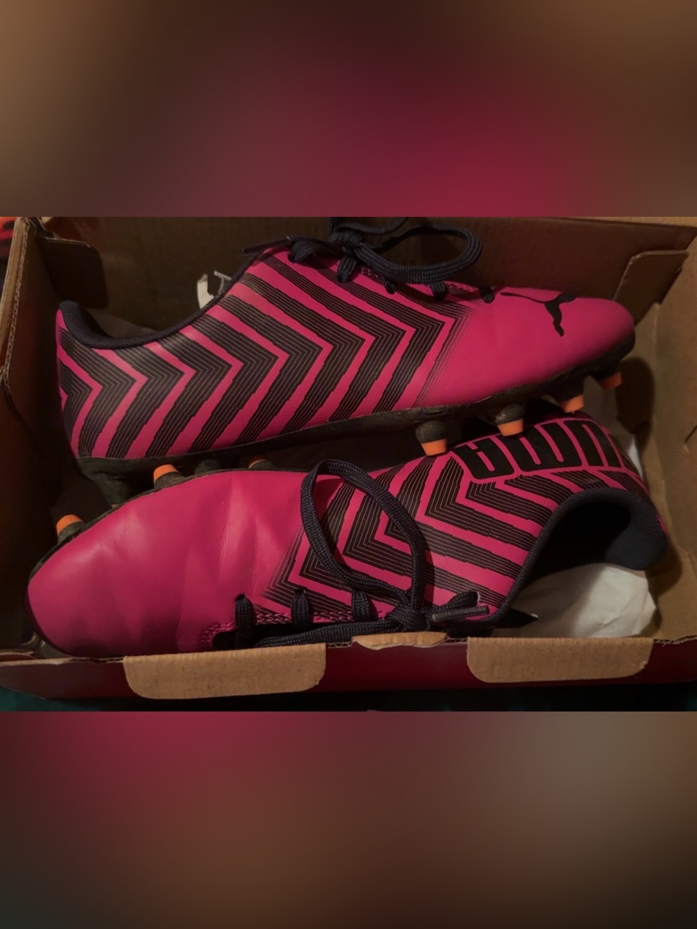 Puma Hot Pink and Black Soccer Cleats